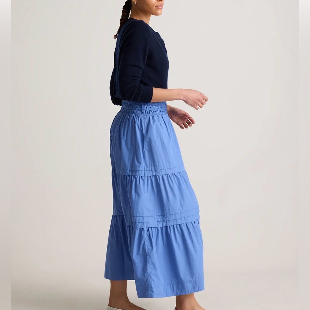 NWOT Quince 100% Organic Cotton Poplin Tiered Maxi Skirt - Picture 3 of 3